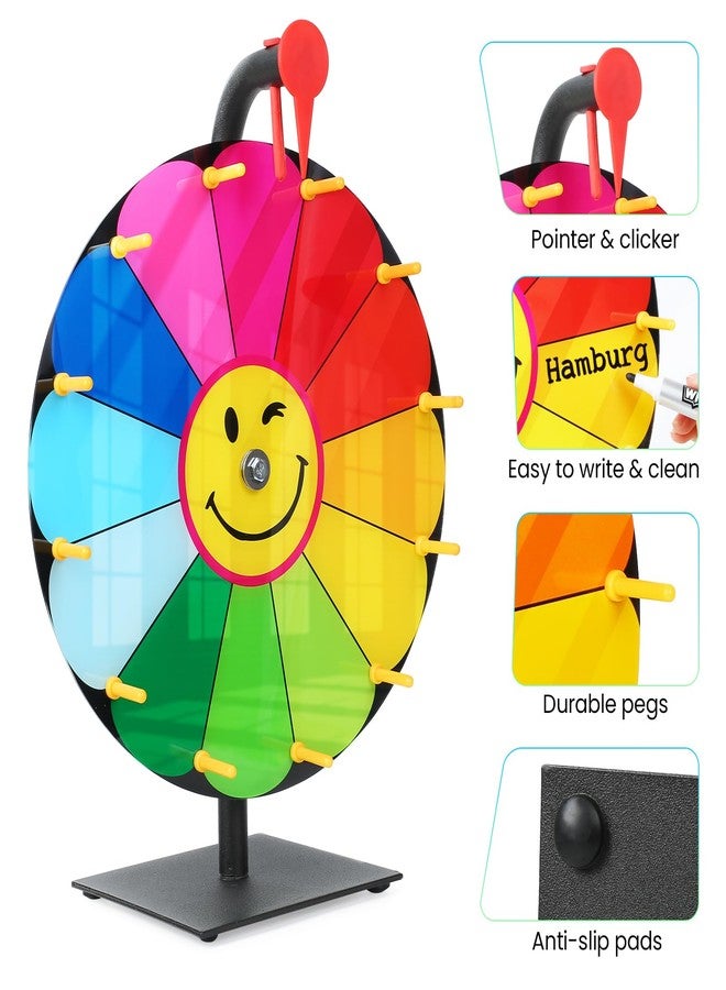 Delizon 12 Inch Color Prize Wheel, 12 Slot Spinning Wheel Fortune Game, Holiday Activities, Party, Classroom or Home Education, Sunflower Pattern - Image 3